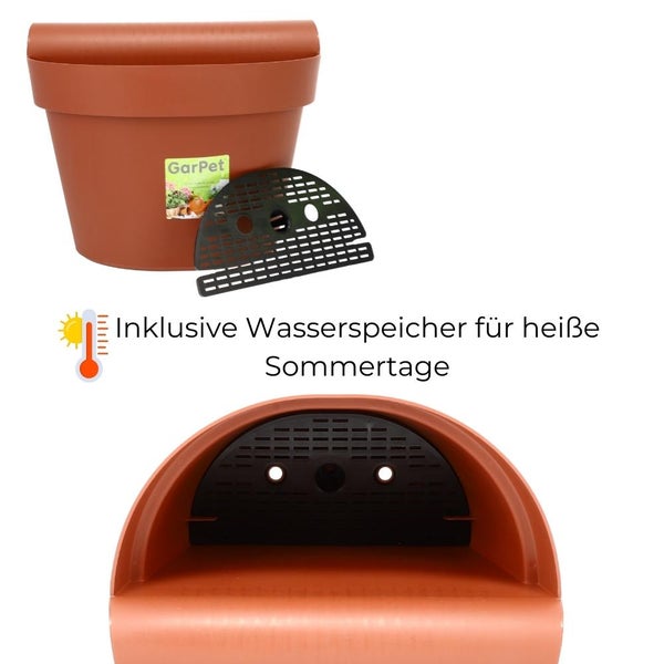 Geländertopf Balkon mit Wasserspeicher Blumentopf Zaun Blumenkasten Geländer Geländerkasten Balkontopf Balkonkasten Terracotta