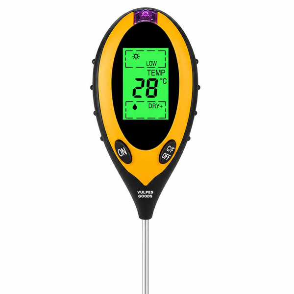 Digitales Bodenmessgerät zur Messung von Temperatur und Feuchtigkeit mit LCD Anzeige und Metallsonde