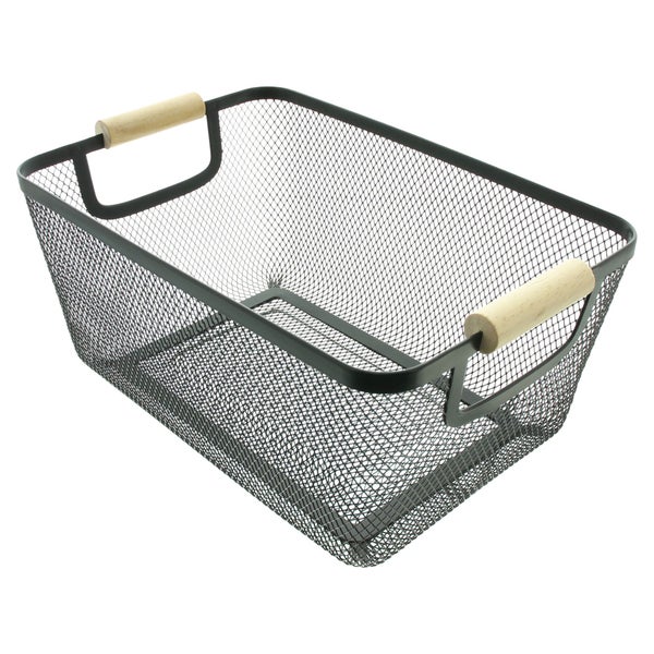 FRANK FLECHTWAREN | Metallkorb Bambusgriffe, METALL, BAMBUS, 33 x 21 x 15 cm