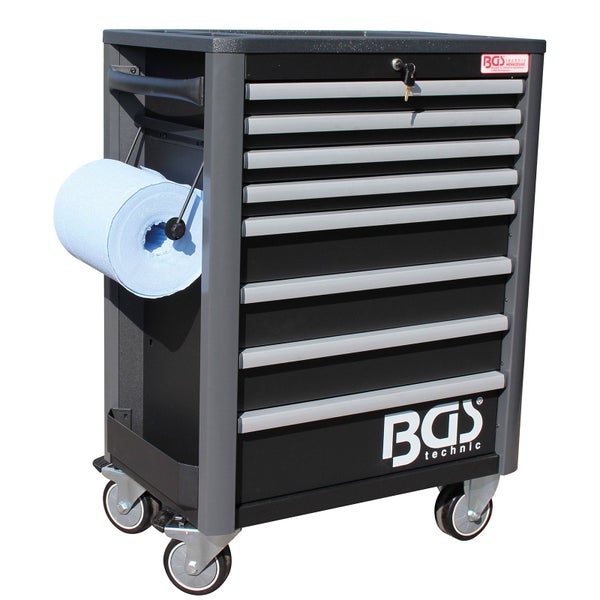 Küchenrollenhalter aus Metall in Schwarz und Silber zur Unterbaumontage oder Wandbefestigung.