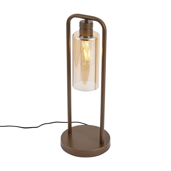 Dekorative Tischleuchte mit Glaszylinder und Metallelementen