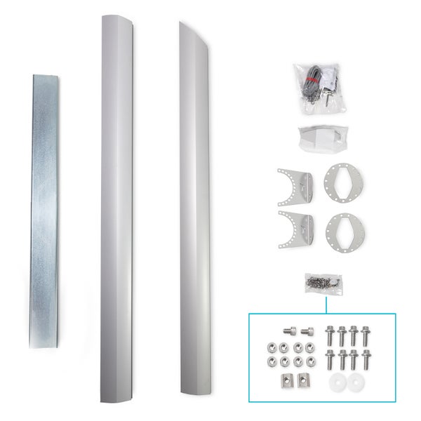 Sonnensegelmast Alu Simple Silber 290 cm Mit Wandhalterung – 2 Schienen, höhenverstellbar, Aluminium – Maanta®