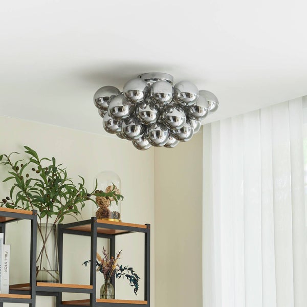 Lucande Deckenlampe Diborah (Design, Modern) in Alu aus Glas (6 flammig G9) - Deckenleuchte Lampe Wohnzimmerleuchte