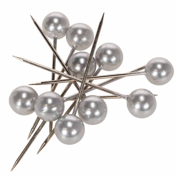 Set von Stecknadeln mit runden Perlenköpfen aus Metall