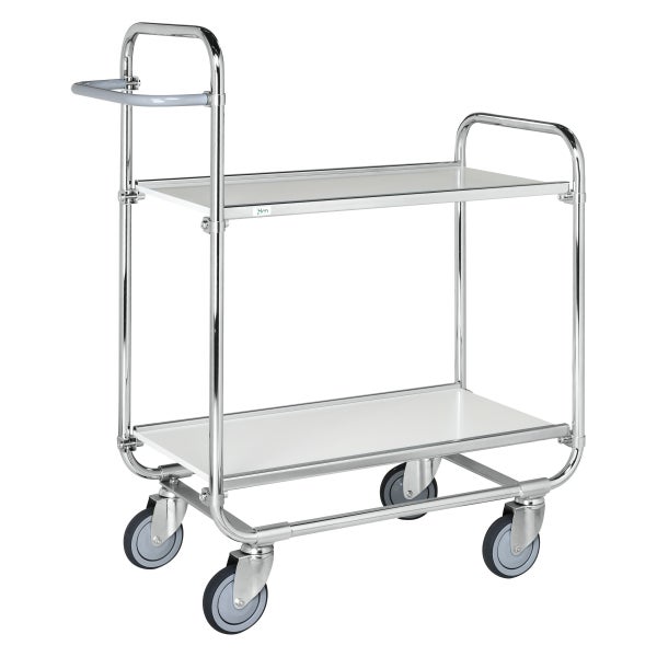 Servierwagen mit zwei Ablageflächen und Rollen