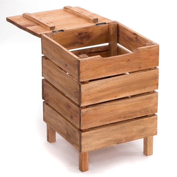 Wäschekorb STORAGE 50 Massivholz, klappbarer Deckel 01 natur-vintage
