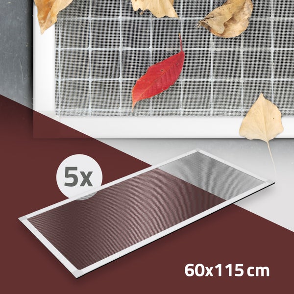 ECD Germany 5er Set Alu Lichtschachtabdeckung 60 x 115 cm Aluminium Gitter für Lichtschächte Kellerschachtabdeckung Kellerschacht Abdeckung Gitterrostabdeckung Gitterrost Schutzgitter Insektenschutz