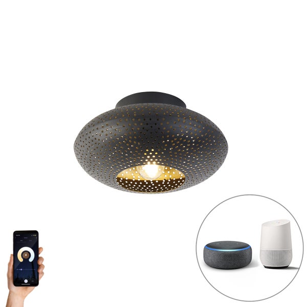 Smarte Deckenleuchte schwarz mit Gold 25 cm inkl. WLAN A60 - Radiance