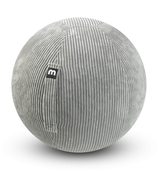 mokebo Stoff Sitzball Büro ergonomisch 'Der Sportliche', Sitzball mit Pumpe oder Pezziball mit Cordbezug in Grau