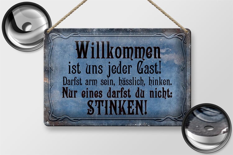 Blechschild Spruch 30x20cm Willkommen ist uns jeder Gast