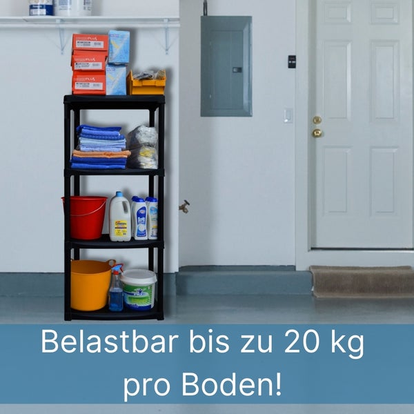Steckregal Kunststoff Haushaltsregal Keller Lager Regal 4 Böden 60 x 30 x 133 cm