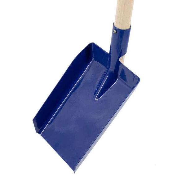 Blauer Spaten mit Holzstiel für Gartenarbeiten