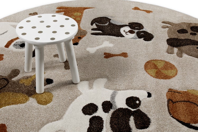 Kinderteppich Sand Beige meliert Rocky & Friends Smart Kids 160 cm rund