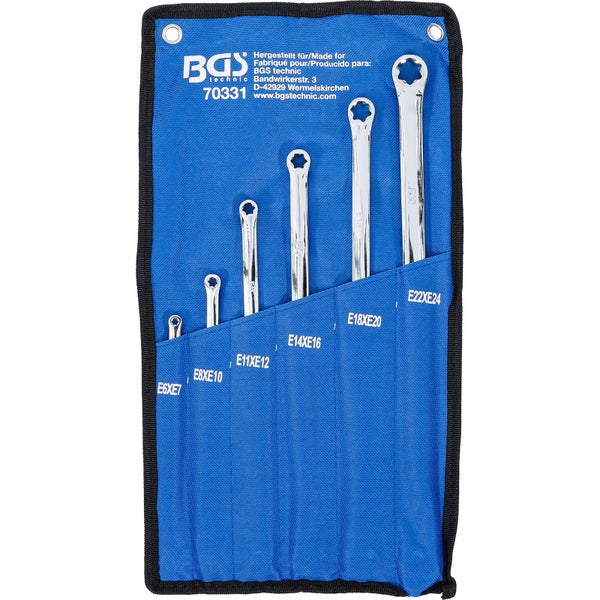 Satz von Torx-Ringschlüsseln in einer blauen Aufbewahrungstasche von BGS technic