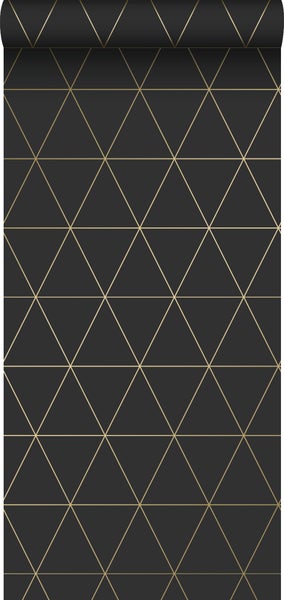 Origin Wallcoverings Tapete grafische Dreiecke Schwarz und Gold - 0,53 x 10,05 m - 347684