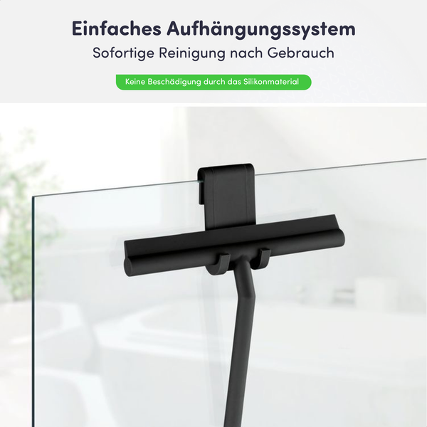EAVY Duschabzieher Silikon Schwarz mit Aufhänghaken