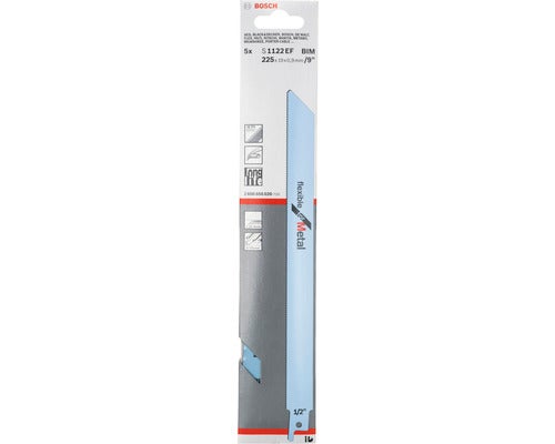 Bosch Säbelsägeblatt S 1122 EF Flexible for Metal, 5 Stück, Bi-Metall, Länge 225 Millimeter.