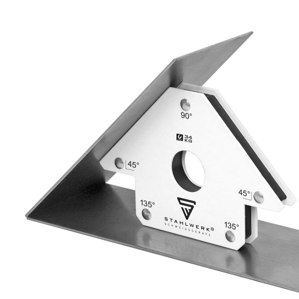 STAHLWERK Magnet-Schweißwinkel 45° x 90° x 135°, 34 kg / 75 lbs 2er Set
