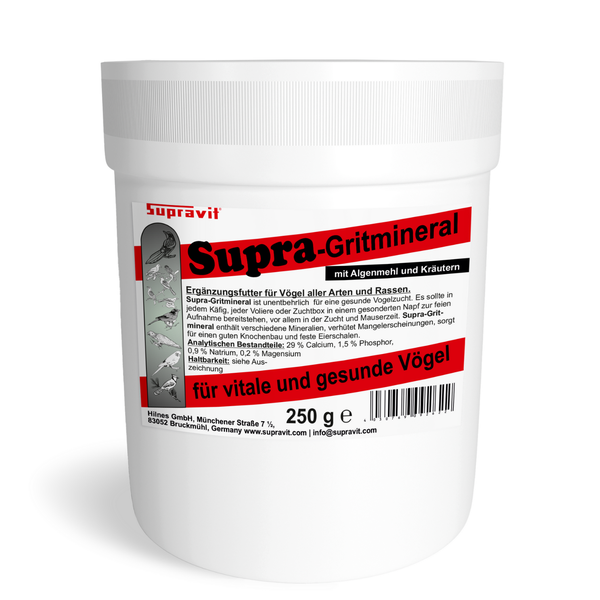 Supravit Supra-Gritmineral Ergänzungsfutter für Vögel, 250 Gramm