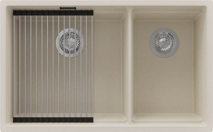 Doppelspüle mit Abtropfgitter und Siebkorbventil