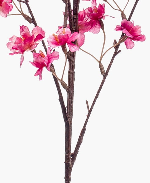 Künstlicher Kirschblütenzweig mit rosafarbenen Blüten und braunem Ast.