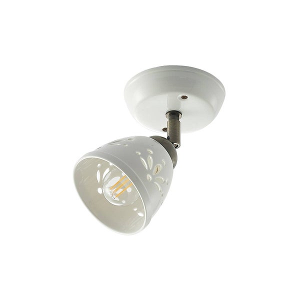 Lindby Strahler Sanrike (Landhaus, Vintage Rustikal) in Weiß aus Keramik (1 flammig E14) - Deckenlampe Deckenleuchte Lampe Spot Wohnzimmerleuchte