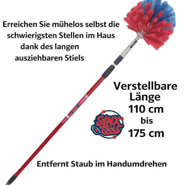 Staubwedel mit Teleskopstiel, verstellbare Länge von 110 Zentimeter bis 175 Zentimeter