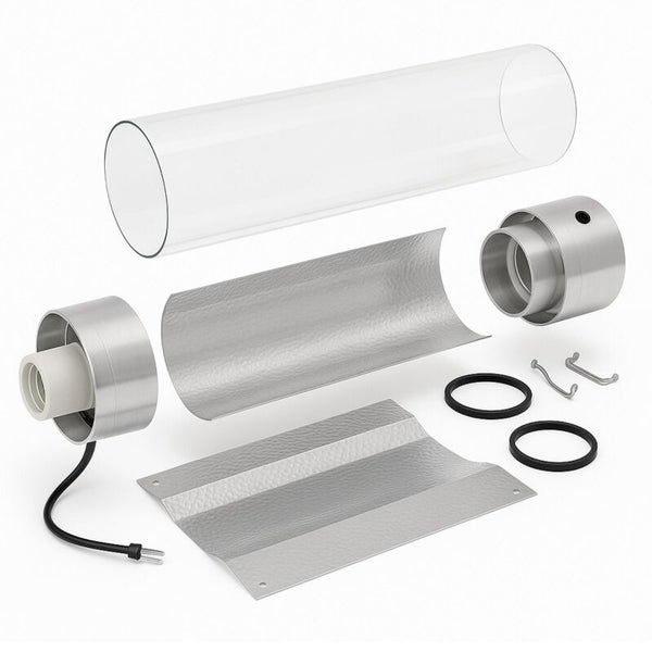 Prima Klima Cooltube Reflektor – 40 cm Länge, 125 mm Flansch – Für 250–600W NDL & MH – 95 % Lichtreflexion, effiziente Kühlung & einfache Integration ins Grow-Setup