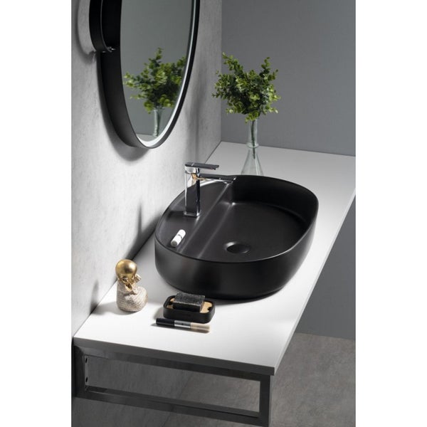 Isvea Waschbecken Oval Aufsatzwaschbecken Badezimmer Schwarz