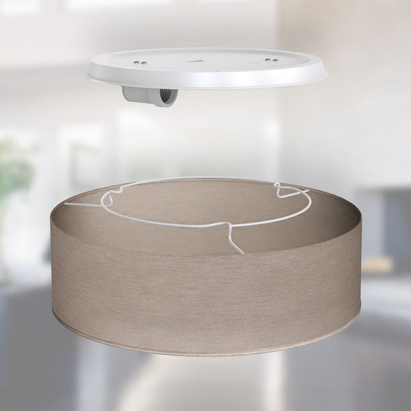 Deckenleuchte Ø30 cm - Stoffschirm, E27 Fassung, 1-flammig, taupe