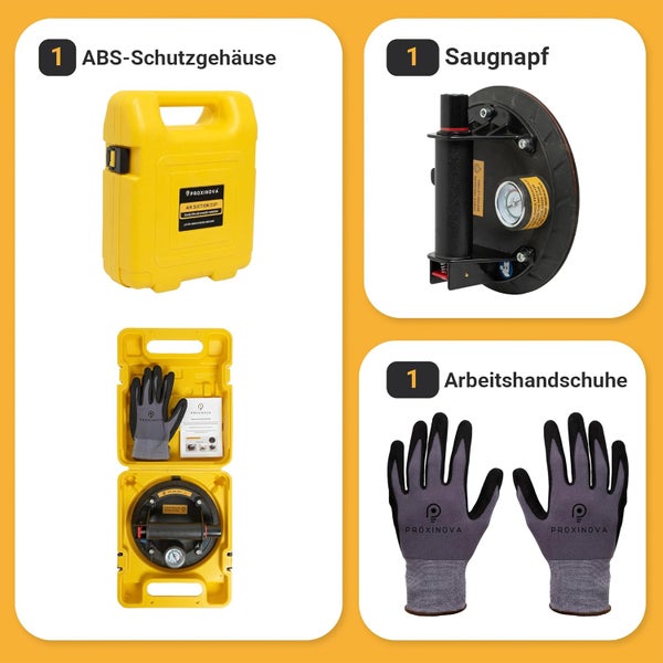 Proxinova Saugnäpfe, Sicherheitsmanometer, Glassauger, Hochleistungsvakuum, Saugpads, 8 Zoll, für Fliesen, Marmor und Fenster, Tragkraft 100 kg