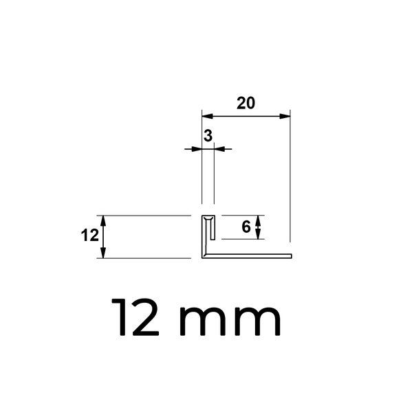 Technische Zeichnung eines 12-Millimeter-Winkels
