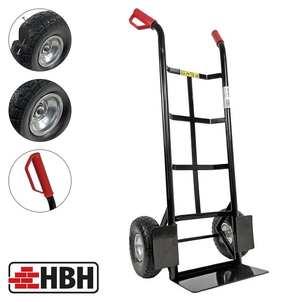 Profi Sackkarre HBH TK320PU – 320 kg Tragkraft, Vollgummireifen, Stahlrahmen, Transportkarre für Werkstatt & Baustelle
