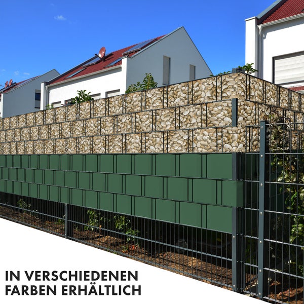 FLOORDIREKT PVC Sichtschutzstreifen 19 cm x 35 m für Gartenzäune Blickdicht Kies-Optik