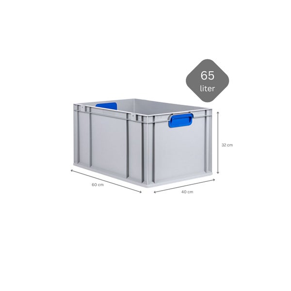 PROREGAL Spar Set 5x Eurobox Nextgen Color Mit Auflagedeckel & Schiebeschnappverschlüsse HxBxT 32 x 40 x 60 cm Griffe Blau Verstärkter Boden