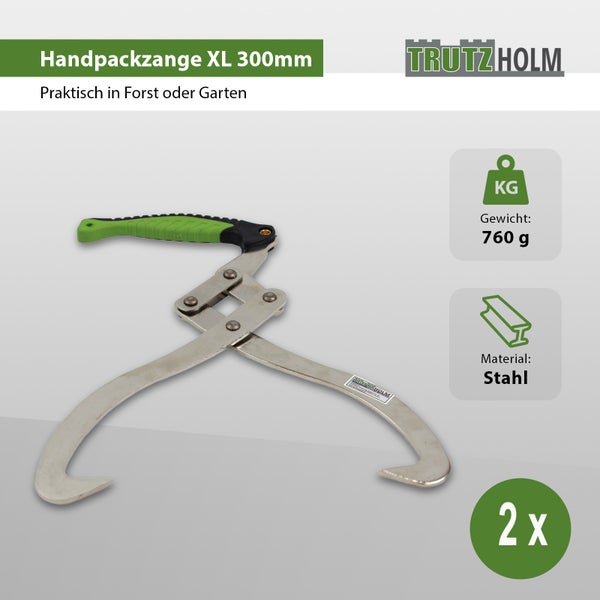 Trutzholm Handpackzange XL 300 Millimeter aus Stahl, geeignet für Forst und Garten, Gewicht 760 Gramm, 2 Stück.