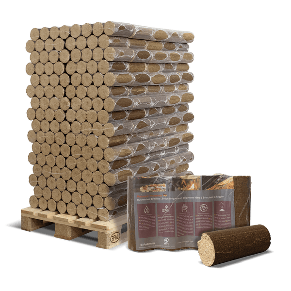 Pollmeier Premium Buchenholz Briketts 6kg x 160 Gebinde 960kg Palette