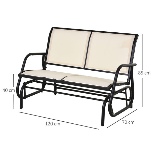 Outsunny Schaukelstuhl, 120L x 70B x 85H cm, Metall, Texteline-Gewebe, beige