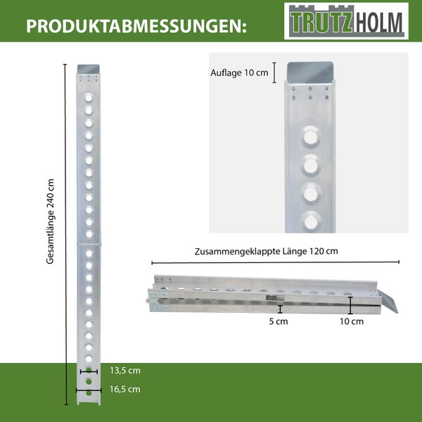 Technische Zeichnung einer Trutzholm Verladerampe mit Maßangaben