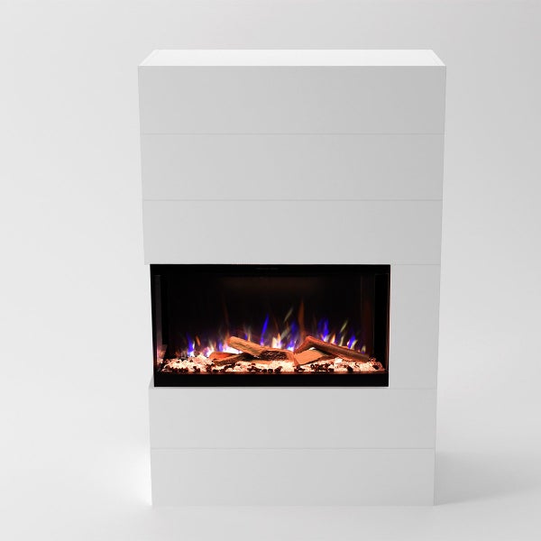 Glow Fire Elektrokamin 'Portia ' Linksoffen| LED Standkamin in weiß mit Heizung (1500 W) | HxBxT: 140x90x45 cm