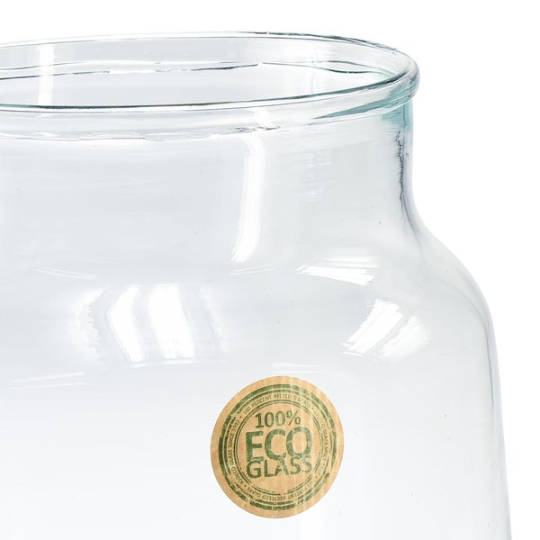 Zylindrisches Teelichtglas aus klarem, dickwandigem Glas.