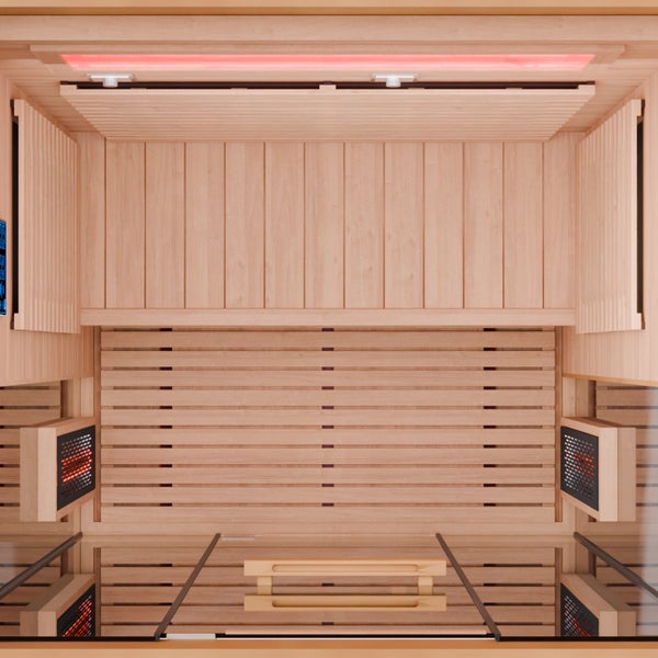 Dewello® Infrarotkabine Infrarotsauna KENORA 130cm x 105cm inkl. 5 Vollspektrumstrahler, 3 Karbonstrahler, LED
