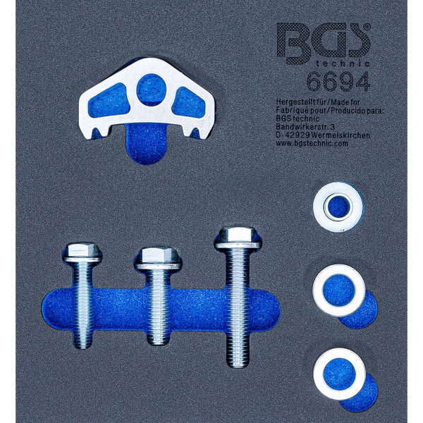 BGS Technic Logo und Befestigungssatz bestehend aus Bolzen, Unterlegscheiben und einem Montageelement