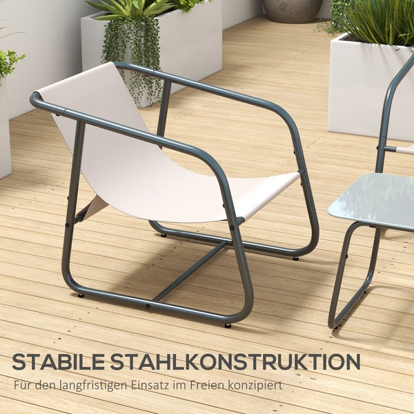 Outsunny 4-tlg. Gartenmöbel-Set, 110L x 70B x 70H cm, Stahl, Mesh, weiß
