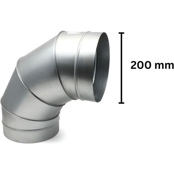 Winkel-Stück 90° aus Metall – 200 mm Verbindungsstück für Growboxen, Lüftungssysteme & Klimaanlagen