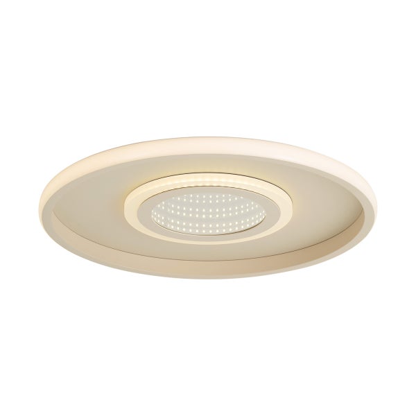 Runde LED Deckenleuchte mit zentralem Lichtaustritt und flachem Design
