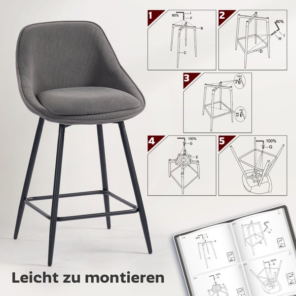Grauer Barhocker mit Montageanleitung