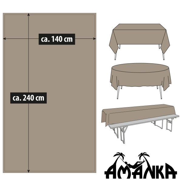 AMANKA Abwaschbare Stoff Tischdecke 240x140 - Tischtuch mit Lotuseffekt - Wasserabweisend