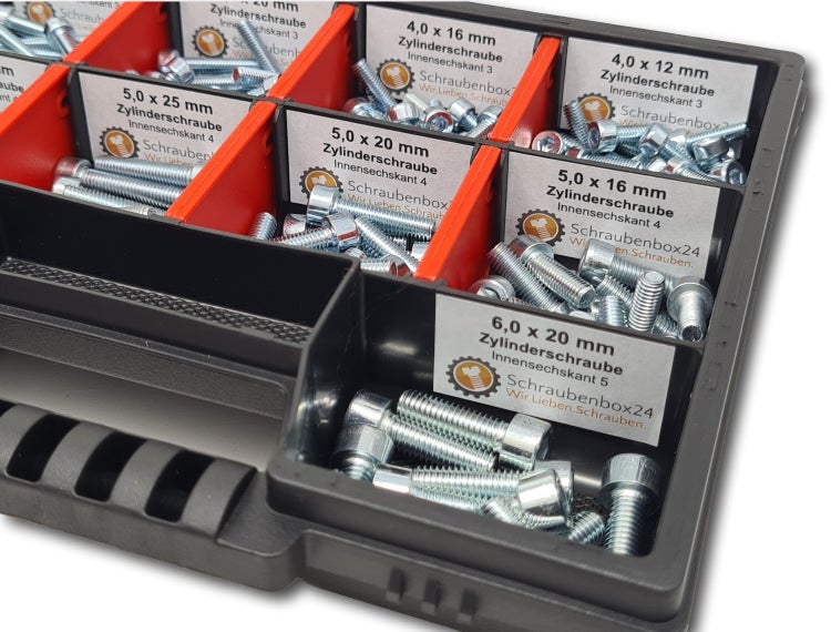 Zylinderkopfschrauben Sortiment M4-M5-M6 // 12mm-30mm 210 tlg. Schraubenbox DIN 912/ISO4762 Bolzen Vollgewindeschrauben Maschinenschrauben Gewindeschrauben Zylinderkopfschrauben