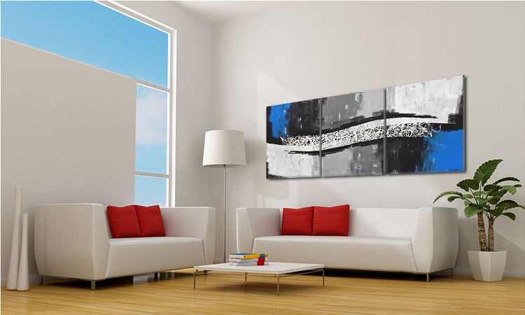 Das Leinwandbild -Light Wave- 240x80x2 cm handgemaltes Unikat